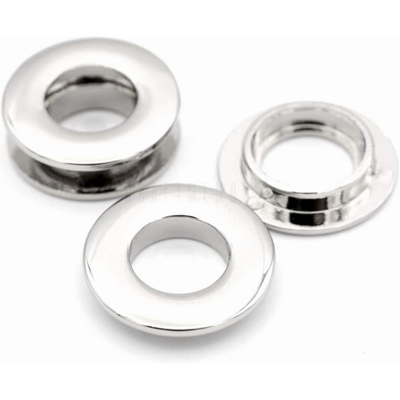 Metal Push Snap Together Grommet Flat Surface Snap Rings Eyelet O-Rings Purse Loop Easy Installation Pack of 4 (17mm (11/16"), Silver)