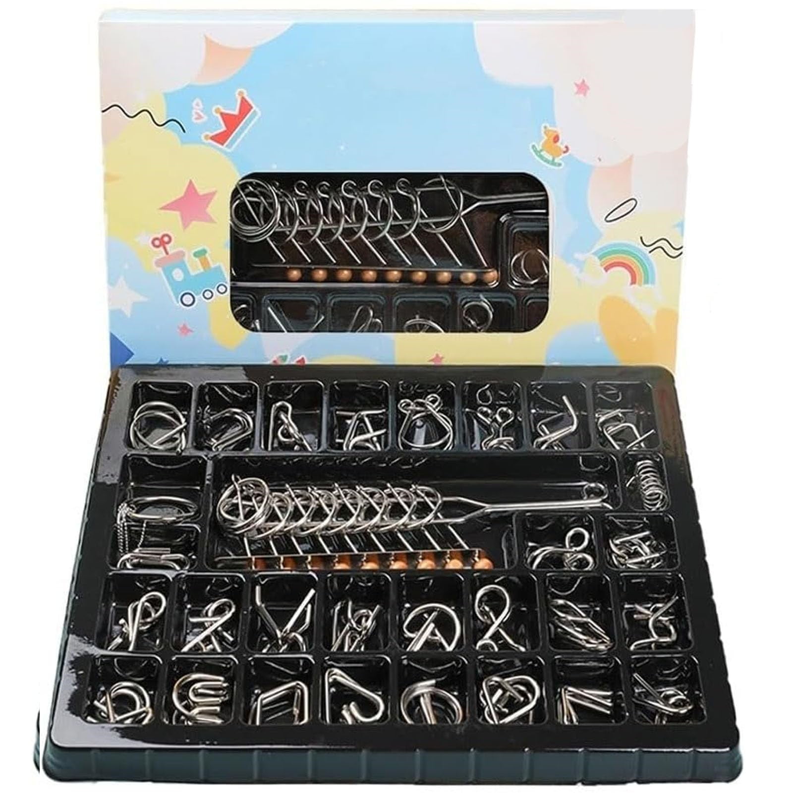 Metal Puzzle Ring Game, IQ Toys-AB A+B Test Mind Game Brain Teaser Wire ...