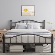 Metal Queen Bed Frame, Noise-Free Design & Underbed Storage Heavy Duty Queen Size Bed Frames with Headboard No Box Spring Needed/Tool-Free Assembly