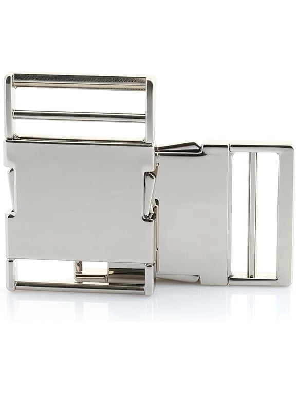 1-1/4 Inch Metal Quick Side Release Buckle Webbing Bag Clip for Flat Lock Belt Straps, Backpacks and Collars, 1 Pack (Silver)