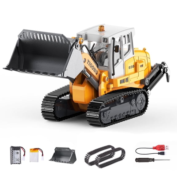 Metal RC Loader, Lever-Driven Construction Model with 2 Batteries & Carrying Case, Realistic Remote Control Loader for Hobbyists and Kids