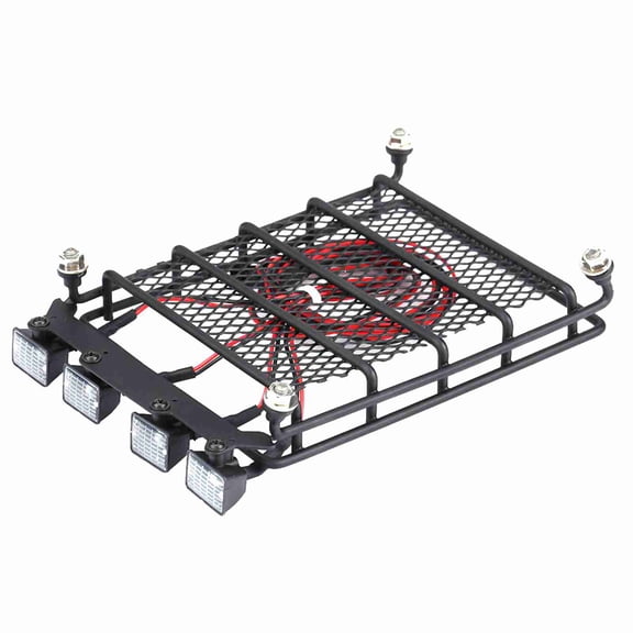 Metal RC Roof Rack Roof Top Carrier Roof Luggage Rack with 4 LED Lights Remote Control for Axial SCX10 1/10 Scale RC Crawler Car