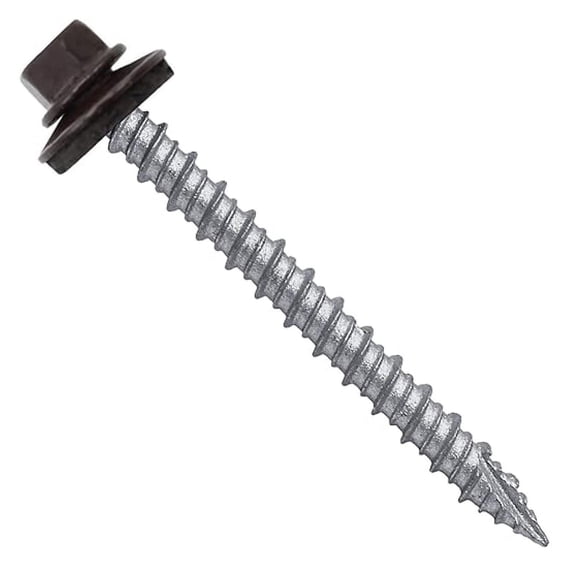 Metal ROOFING SCREWS: (750) 10 x 2" DARK BROWN Hex Head Sheet Metal Roof Screw. Self starting metal to wood siding screws. EPDM washer. Colored head
