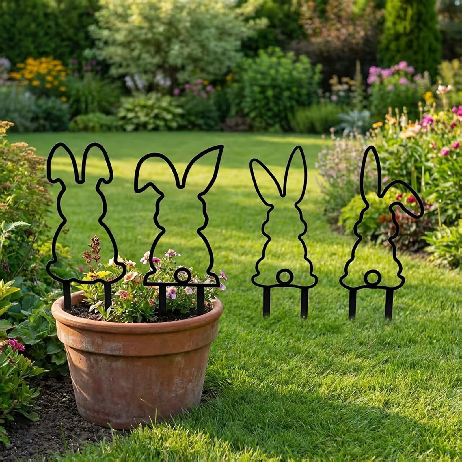 Metal Bunny Garden Decor for Patio & Yard