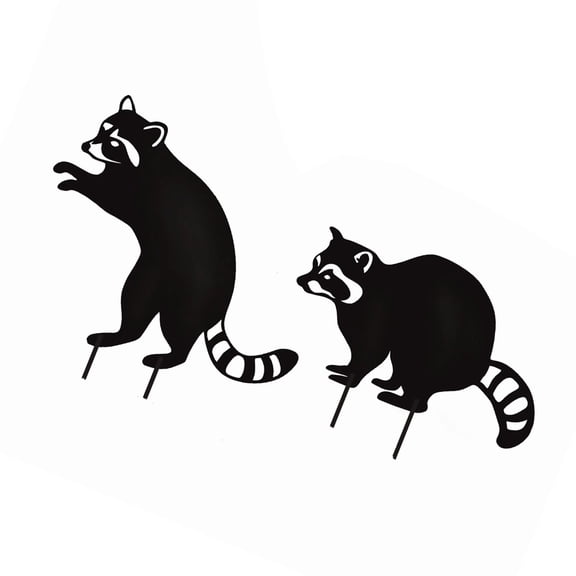 Metal Raccoon Garden Stake Outdoor Yard Ornament Decorative Statue for Garden Sculpture Waterproof Decorations