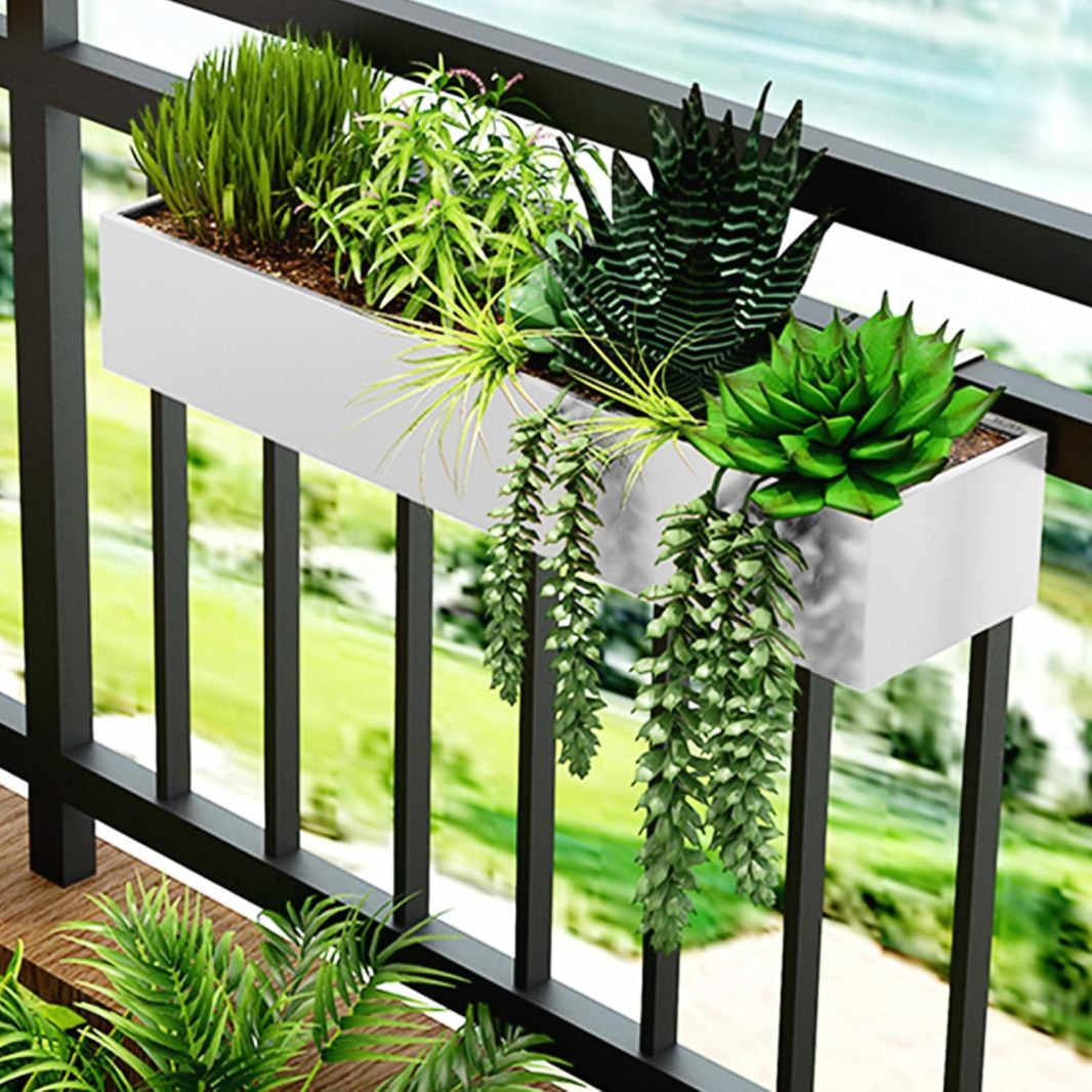 Metal Railing Planter - Balcony Flower Box - Deck Rail Plant Boxes ...