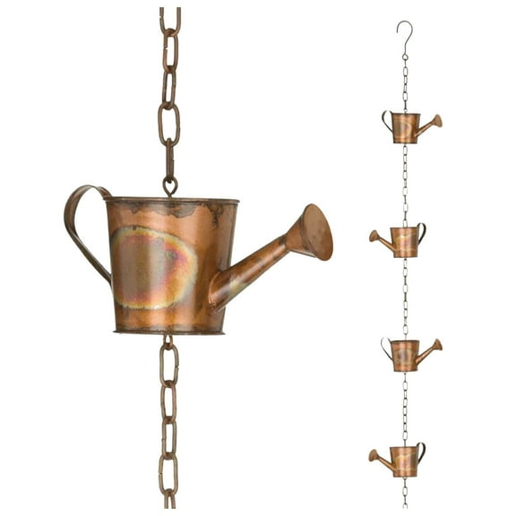 Metal Rain Chain Butterfly Wind Chime Outdoor Decor With Watering Can Design - Decorative Wind Chime For Patio, Garden, Yard, Porch, Balcony