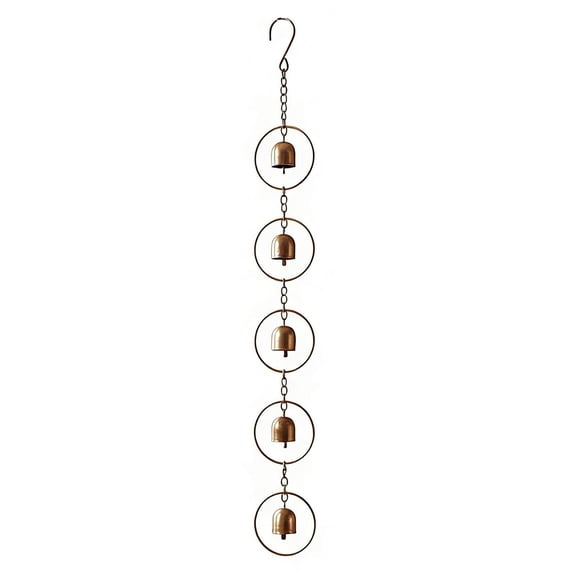 Metal Rain Chain with Garden Bell, Decorative Wind Chime for Downspout Replacement, Waterfall Drainage System, Modern Outdoor Water Feature for Roof, Garden & Patio, Weather-Resistant
