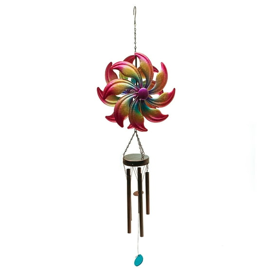 Metal Rainbow Garden Windmill Wind Chime Kinetic Yard Art  3D Spinner Patio Decor