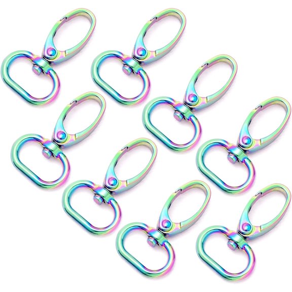 Metal Rainbow Swivel Snaps Hooks with rainbow d rings and Tri-Glides rainbow purse hardware Slide Buckles