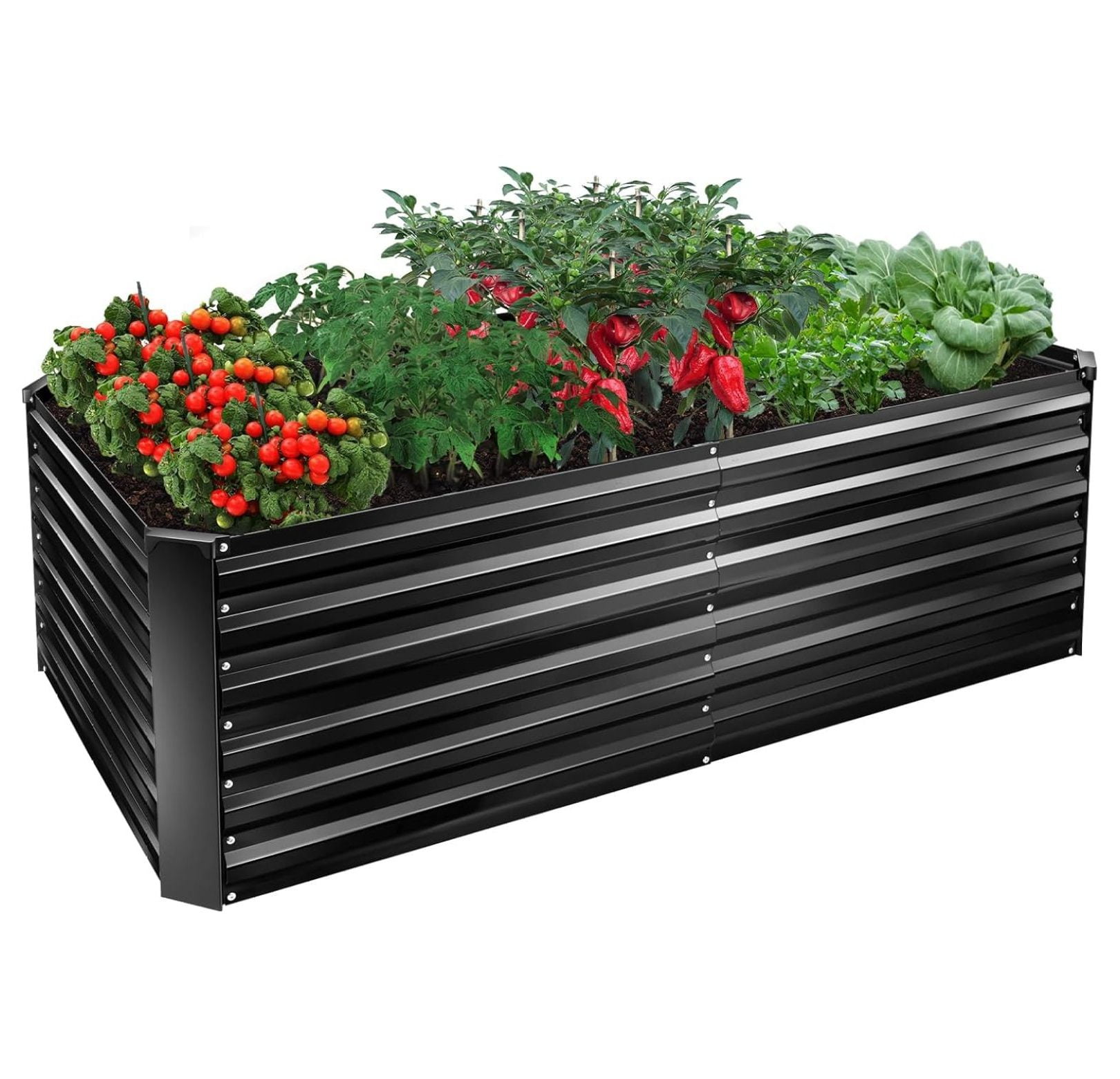 Metal Raised Bed Garden Bed Kit, 6x3x2ft Tall Galvanized Planter Raised