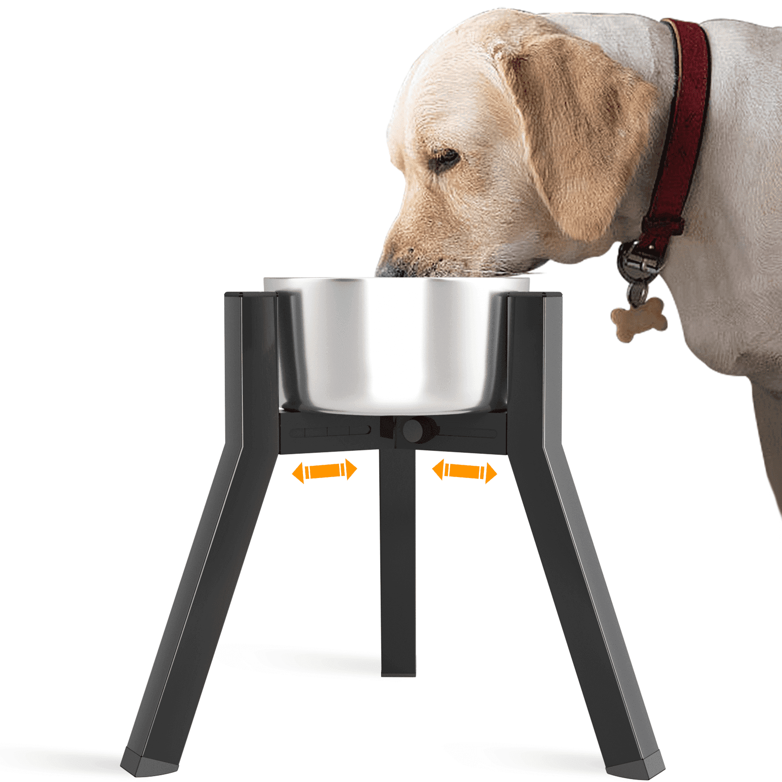 SHAINFUN Metal Raised Dog Bowl Stand for Extra Large and Large Breeds, Adjustable Width for 7-10.6" Bowls, Single Tall Elevated Dog Bowls Holder, 13.7" Tall