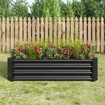 Metal Raised Garden Bed, 4×2×1FT Rectangle Raised Planter Bed for Plants, Vegetables and Flowers Raised Garden Boxes Steel Kit - Black