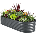 thumbnail image 1 of OBENSKY Galvanized Raised Garden Bed Outdoor 8x2x1.5ft Oval Metal Planter Box with 5 Support Bars for Vegetables, Flowers - Gray, 1 of 9
