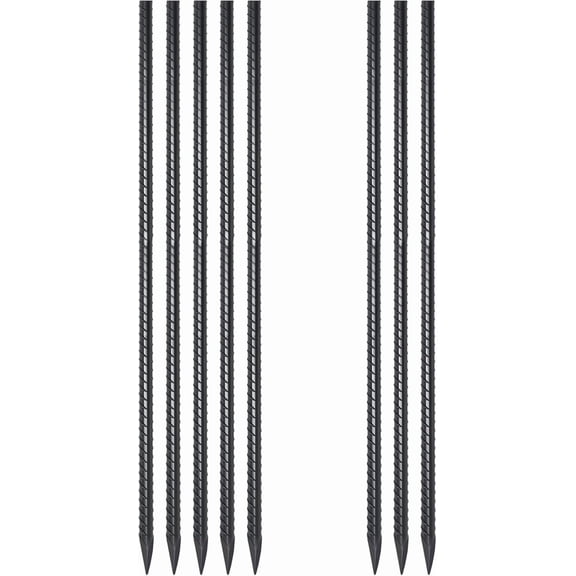 Metal Rebar Stakes 36 Inch 1/2 Inch Diameter 8 Pack Heavy Duty Chisel Point Ground Stakes for Landscape Timber Cement and Plant Support