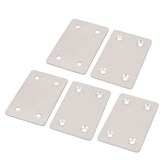 Metal Rectangle 4 Holes Flat Mending Repair Plates Brackets Fasteners 5pcs