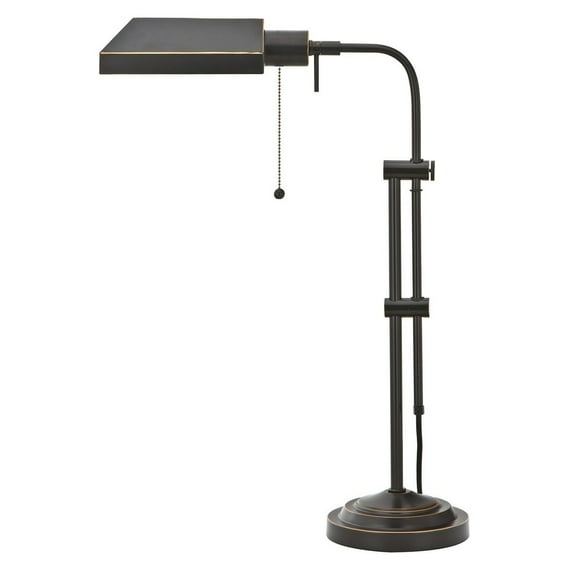 Metal Rectangular Desk Lamp with Adjustable Pole, Black- Saltoro Sherpi