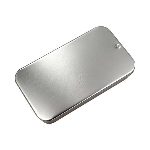 Metal Rectangular Empty Hinged Tins,Mini Rectangular Empty Tin Box with lids,Portable Slide Cover Boxes For Candy,Home Organizer & Craft containers,7 Colors Option(2.36x1.33x0.43")(Silver)