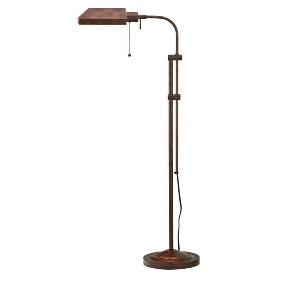 Metal Rectangular Floor Lamp with Adjustable Pole, Bronze- Saltoro Sherpi