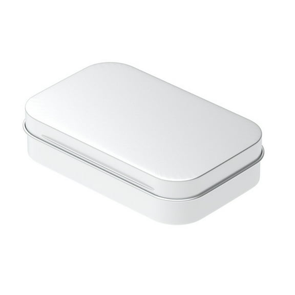 Metal Rectangular Mini Empty Tin Box Tinplate Bin Jar Flip Hinged Container