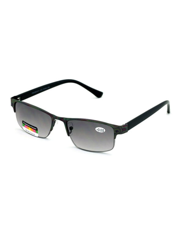 Metal Rectangular No Line Progressive Trifocal Sunglasses Reading Glasses - Better Then Bi-Focal bifocal - Outdoor Sun Reader