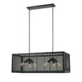 thumbnail image 1 of Metal Rectangular Open Frame Chandelier with Mesh Design, Black- Saltoro Sherpi, 1 of 4