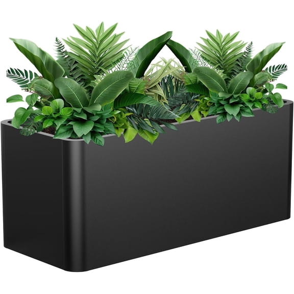 Metal Rectangular Planter Box 36" L x 15" W x 15" H,Large Planter for Outdoor Plants with 6 Drainage Holes for Commercial Residential Patio Deck Garden