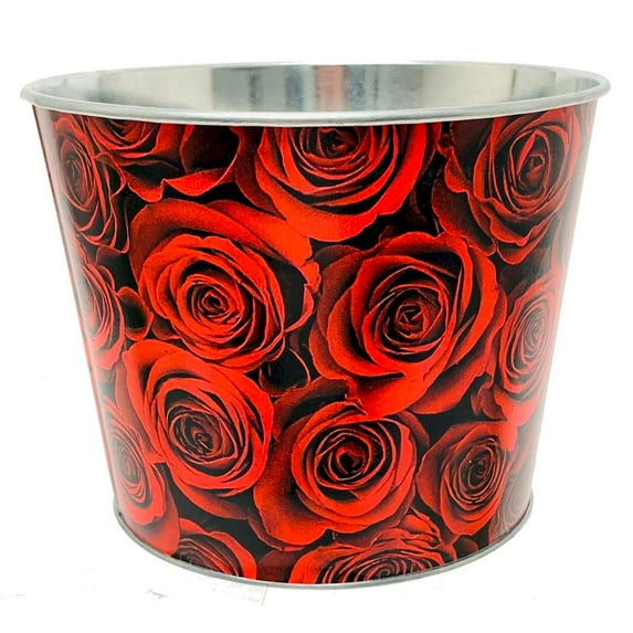 Metal Red Roses Planter
