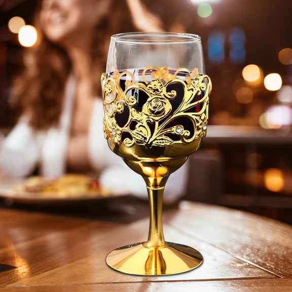 Metal Red Wine Glass, Rvkxad Lead-Free Crystal High Footed Glass, Large Clear Wine Goblet for Wedding Props Household, Non-Slip Stable Metal Base Polished Smooth Rim