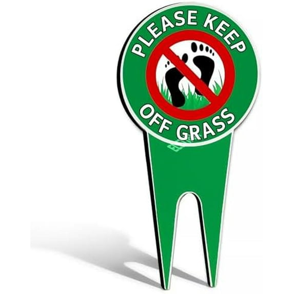 Metal Reflective Yard Sign - Keep Off Grass & Protect Property - 6 x 12 Inch