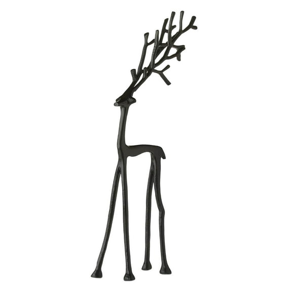 Metal Reindeer Christmas Decor – Set of 2 Black Metal Reindeer Figurines, Modern Holiday Decorations for Home, Mantel, Living Room & Office, Elegant Black Reindeer Christmas Decoration