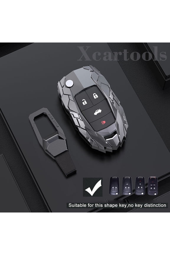 Metal Remote Key Fob Cover For 2013 2014 2015 Chevy Malibu Camaro Cruze Keychain