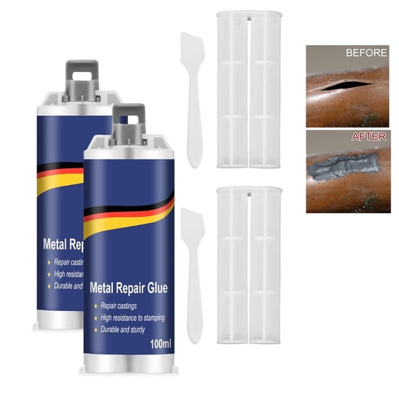 Metal Repair Glue,Casting Repair Glue,Strong Foundry Glue - Professional Grade Adhesive for Metal,Plastic, Ceramic, Wood, Bonds Steel, Aluminum, Cold & Heat Resistant,Quick Fix