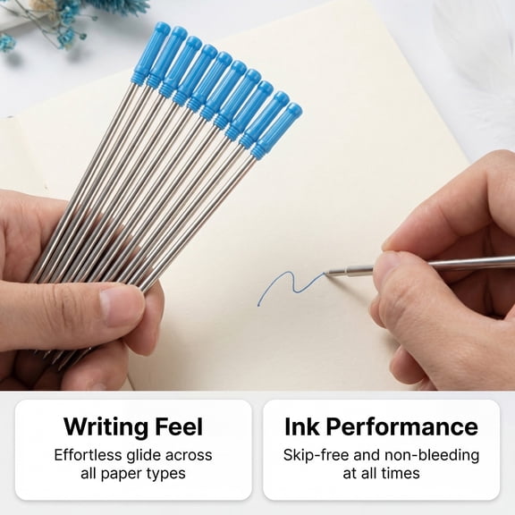 Metal Replacement Pen Tips Medium Point Ballpoint Refill Cartridges Smooth Writing