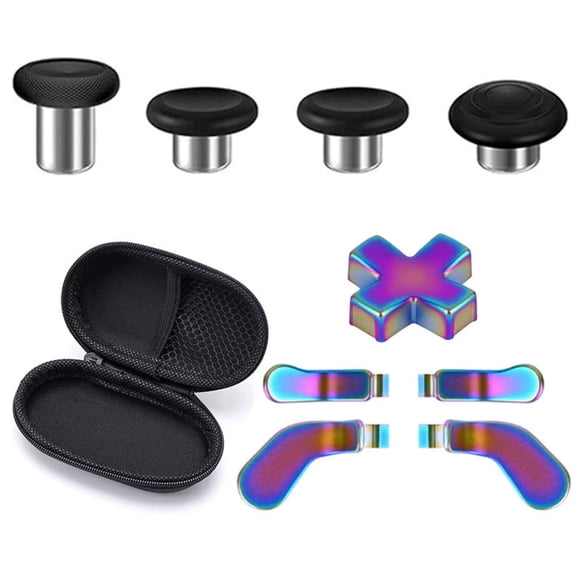 Metal Replacement Thumbsticks for Xbox Elite Controller Series 2 Core, Component Pack Includes 4 Swap Magnetic Joysticks, 4 Paddles, 1 Standard D-Pads, Accessories Parts for Xbox One Elite 2(Color)