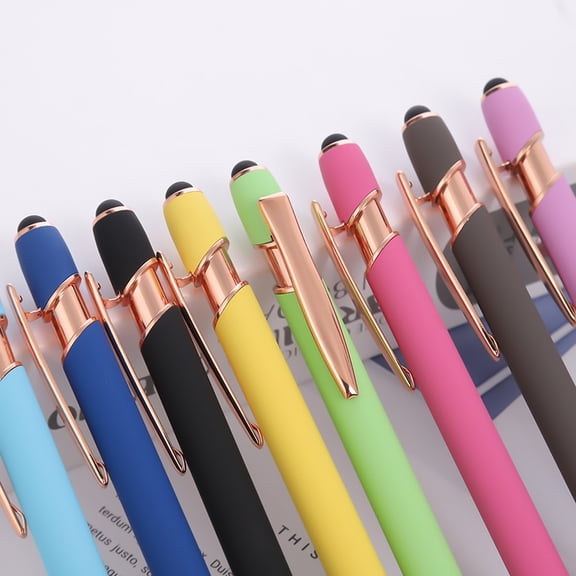 Metal Retractable Ballpoint Pen with Touch Screen Stylus Tip,Spray Coated Aluminum Bar Click-Action Multi-Functional Writing Pen for Office Business Gift Black