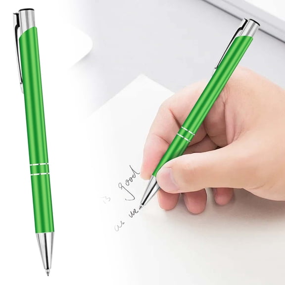 Metal Retractable Ballpoint Pens, 5.51" Slim Click Pens, Smooth Writing, Black Ink,1PC,Green