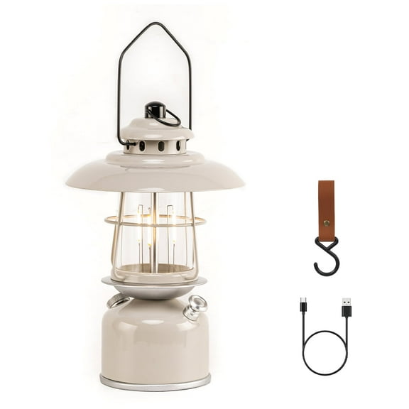 Metal Retro Classic LED Camping Lantern, 6500mAh Rechargeable Battery Last 17-500 Hours Camping Lamp, Large Dimmable Hanging Lantern, Vintage Camping Light with Hook for Courtyard Outdoor Decoration