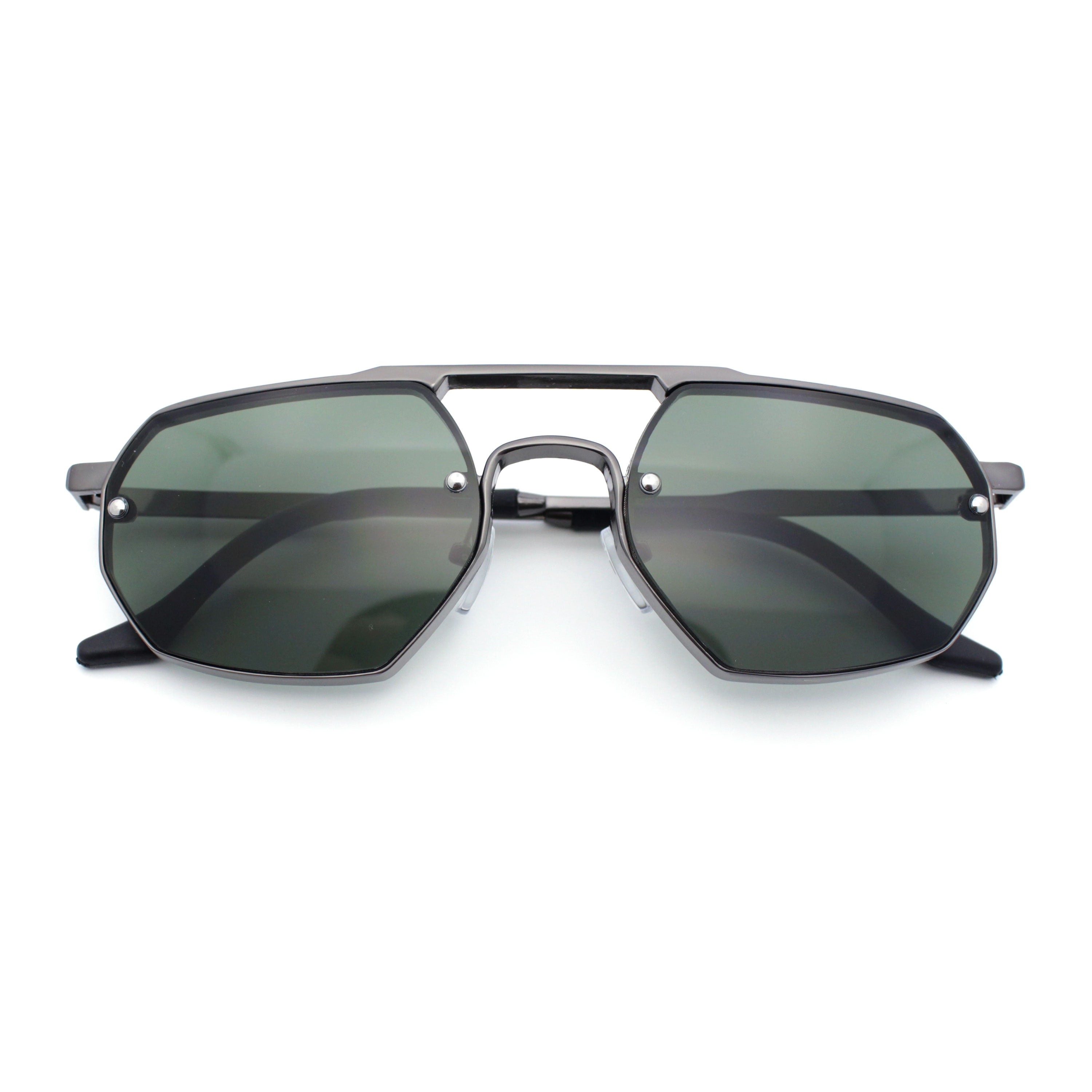 Metal Rim Geometric Octagonal Double Bridge Retro Hustler  display picture 1