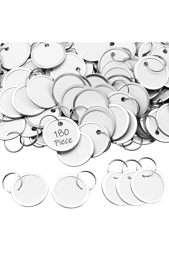 Metal Rim Tags, Key Tags with Labels for Car Door Keys 180 Pcs White