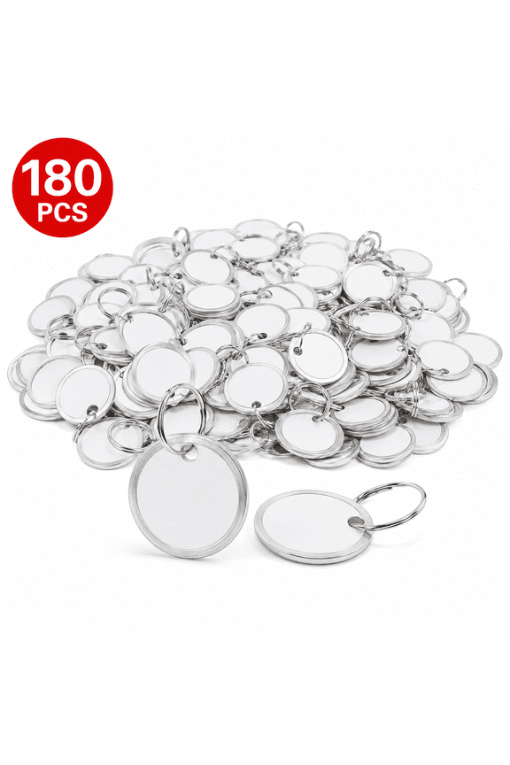 Metal Rim Tags, Key Tags with Labels for Car Door Keys 180 Pcs White