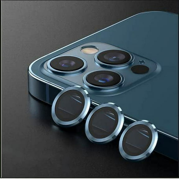Metal Ring Protector Glass for iPhone 11 12 13 Pro Max Camera Lens Protection On iPhone 12Pro 13Pro 14 Pro Max Camera Film (Iphone 12 Blue)