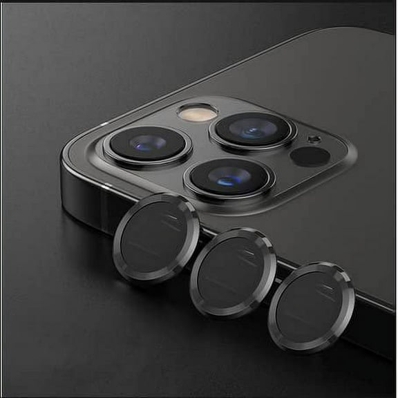 Metal Ring Protector Glass for iPhone 11 12 13 Pro Max Camera Lens Protection On iPhone 12Pro 13Pro 14 Pro Max Camera Film (Iphone 12 Pro Max Black)