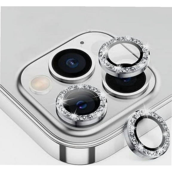 Metal Ring Protector Glass for iPhone 11 12 13 Pro Max Camera Lens Protection On iPhone 12Pro 13Pro 14 Pro Max Camera Film (I phone 14 Pro Max Diamond Silver)