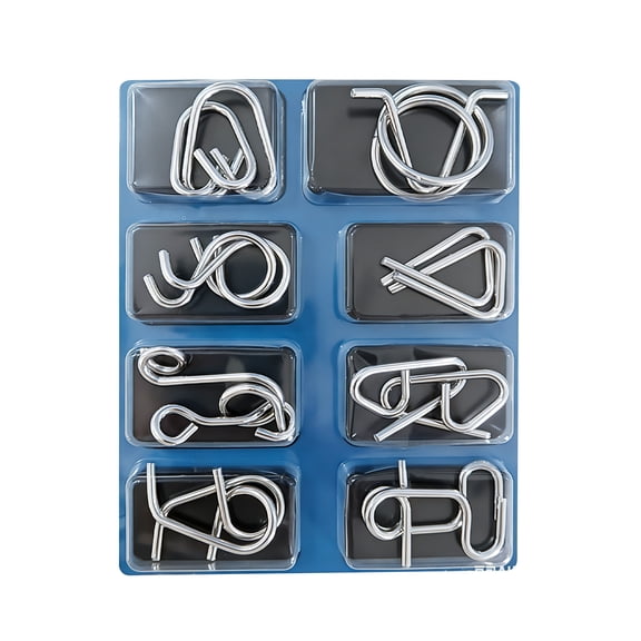 Metal Ring Puzzle Set, 9-Link IQ Brain Teaser, Unlocking Puzzle for Adults, Stress Relief Logic Game