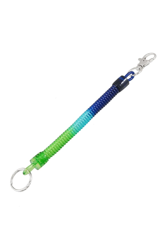 Metal Ring Stretchy Coil Keychain Keyring Strap Rope Cord 8.7 Inch Long