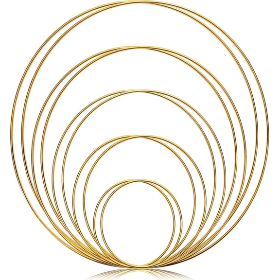 Metal Rings Hoops for Dream Catcher, Gold Dream Catcher Rings 4/6/8/10/12 Inches 10Pcs Floral Hoop Wreath Macrame Craft Ring for Making Wedding Wreath Decor, DIY Wall Hanging