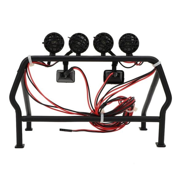 Metal Roll Cage Bucket, RC Car Roll Cage, Metal Roll Cage with 6 LED Light Fit for SCX10 1/10 Axial 4W-D RC Car, RC Car Roll Cage Replacement Accessory