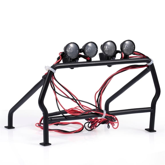 Metal Roll Cage with 6 LED Light Compatible for 1/10 Tamiya TF1/2 Truck Remote Control Car Electric Crawler Vehicle Part