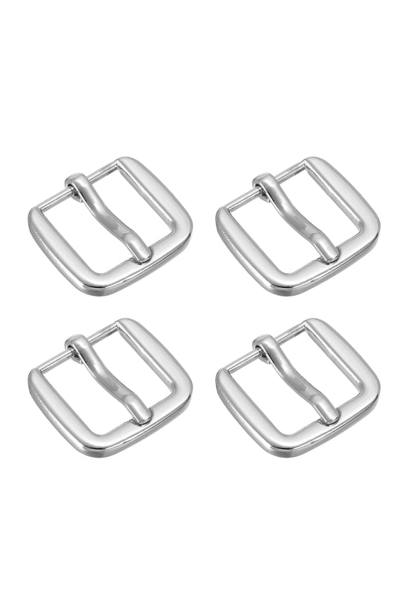 Metal Roller Buckle, 4Pack 0.75 Inch Single Prong Belt Buckle Square Replacement Bar Buckles for Leather Craft Accessories Belt, Silver